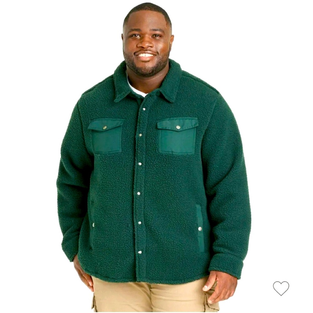 GOODFELLOW & CO - Men’s Green Shearling Jacket, Size 2XL